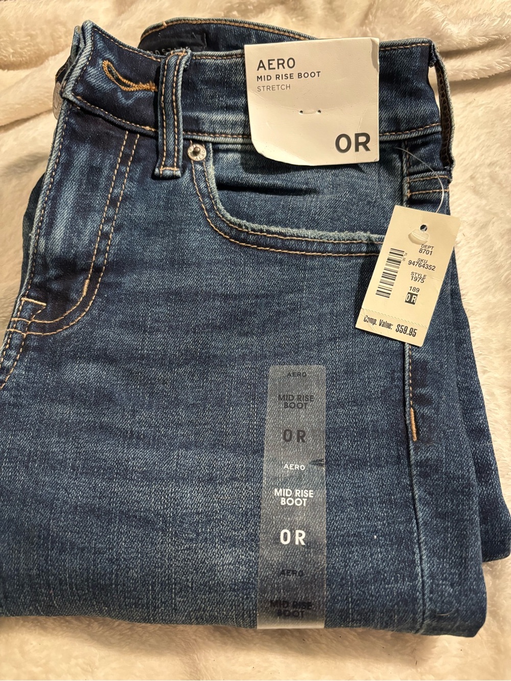 AERO Mid Rise Boot Stretch Jeans - Dark Blue sz 0R